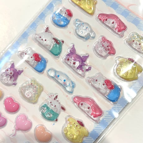 【訳あり】サンリオキャラクターズ　3Dシール　8柄セット