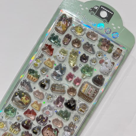 どうぶつ食べ物3Dシール　4柄セット