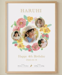 【何歳のお誕生日でも】誕生花のリースポスター　春