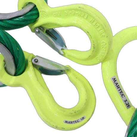 被覆　2点吊りワイヤー 12-14ｍｍ ｘ 3ｍ  (4分)　使用荷重2ｔ　JIS規格　ロック加工  吊りﾜｲﾔｰ　吊り具　玉掛け　ｸﾚｰﾝ作業　マーテック　MARTEC　リング　フック　ワイヤー