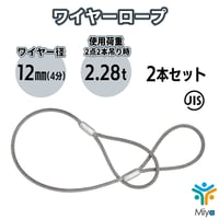 JIS玉掛  ワイヤーロープ  12ｍｍｘ2ｍ【2本セット】ロック加工6ｘ24　(4分)　A種　両アイ加工　玉掛け　クレーン作業　ワイヤー　ロープ　玉掛　鋼　鋼索　【送料無料】