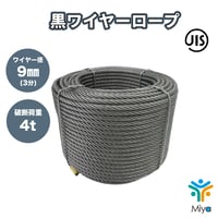 JIS規格  黒ワイヤー 9ｍｍ (3分)　10ｍ   6ｘ24O/O　メッセンジャーワイヤー　ワイヤー　吊線　架空配線　ｹｰﾌﾞﾙ　固定　配管　【送料無料】