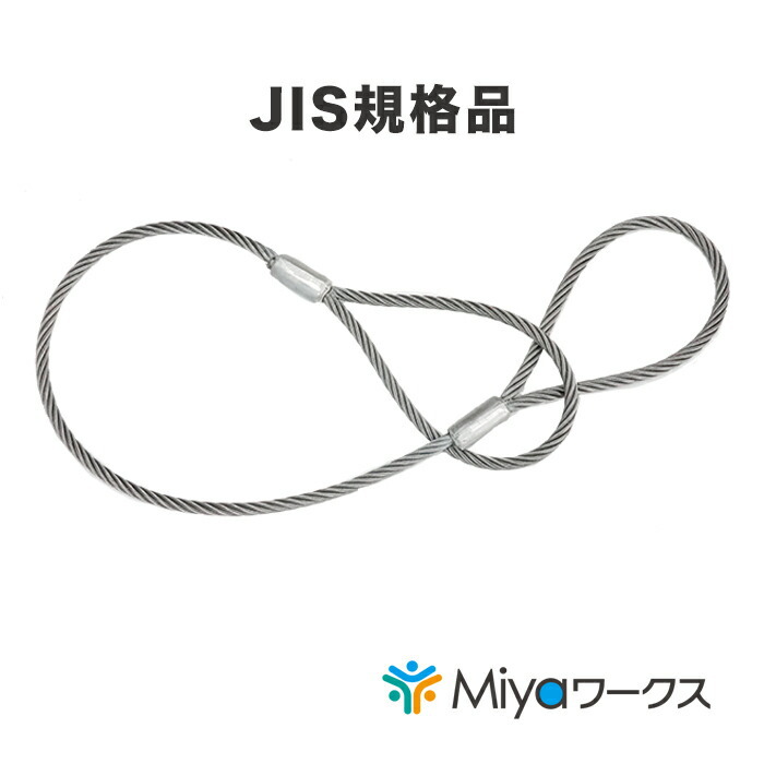 JIS玉掛 ワイヤーロープ 20mmx5m【2本セット】ロック加工6x24 A種