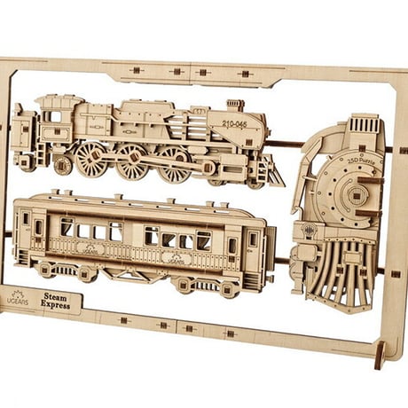 【公式】Ugears ユーギアーズ スチームエクスプレス2.5Dパズル 70207 Steam Express 2.5D Puzzle 木製 ブロック DIY パズル 組立 想像力 創造力 おもちゃ