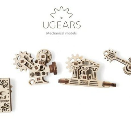 【公式】Ugears ユーギアーズ U-Fidget U-フィジェット クリエーション(Creation)　4種セット 70041 木のおもちゃ 3D立体 パズル 知育 ウッドパズル 工作キット 木製