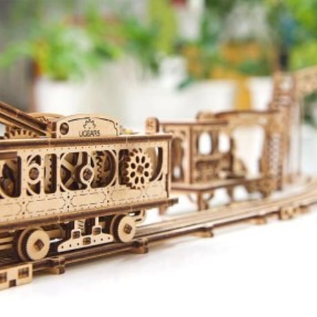 【公式】Ugears ユーギアーズ トラムライン 70028  Tram Line 木のおもちゃ 3D立体 パズル 知育 ウッドパズル 工作キット 木製 模型 キット 3Dパズル 冬休み 小学生 宿題