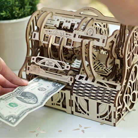 【公式】Ugears ユーギアーズ キャッシュレジスター 70136 Cash Register 木製 ブロック DIY パズル 組立 想像力 創造力 おもちゃ 知育 ウッドパズル 3D 工作キット