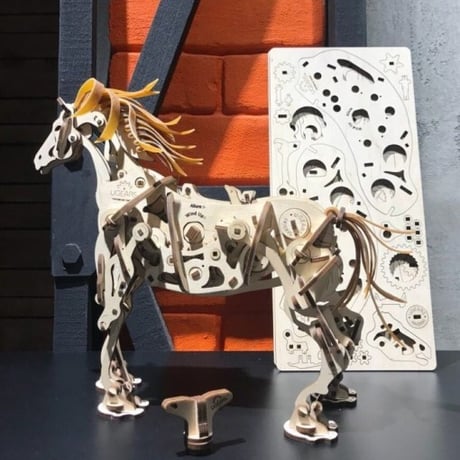 【公式】Ugears ユーギアーズ ホースメカノイド 70054 Horse-Mechanoid 木のおもちゃ 3D立体 パズル 知育 ウッドパズル 工作キット 木製 模型 キット 3Dパズル 冬休み