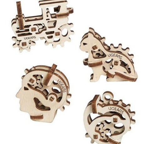 【公式】Ugears ユーギアーズ U-Fidget U-フィジェット トライビックス(Tribiks) 4種セット 70029 木のおもちゃ 3D立体 パズル 木 知育 ウッドパズル 工作キット 木