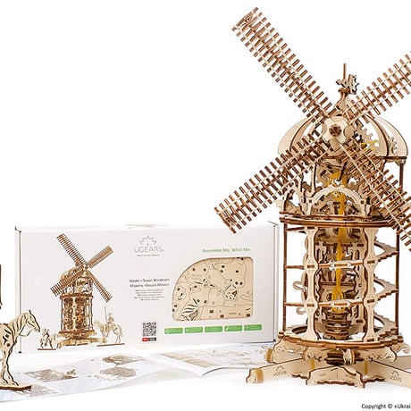 【公式】Ugears ユーギアーズ 風車 70055 Tower Windmill 木のおもちゃ 3D立体 パズル 知育 ウッドパズル 工作キット 木製 模型 キット 3Dパズル 冬休み 小学生 宿題