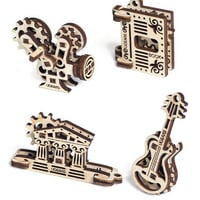 【公式】Ugears ユーギアーズ U-Fidget U-フィジェット クリエーション(Creation)　4種セット 70041 木のおもちゃ 3D立体 パズル 知育 ウッドパズル 工作キット 木製