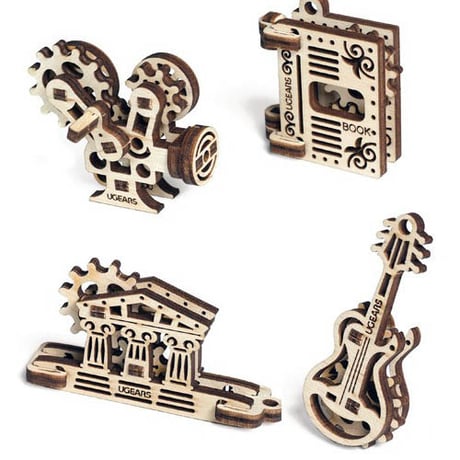 【公式】Ugears ユーギアーズ U-Fidget U-フィジェット クリエーション(Creation)　4種セット 70041 木のおもちゃ 3D立体 パズル 知育 ウッドパズル 工作キット 木製