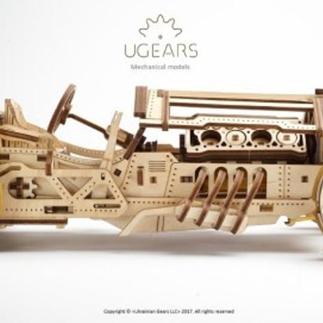 【公式】Ugears ユーギアーズ グランプリカー 70044 U-9 Grand Prix Car 木製 組立 ブロック おもちゃ 知育 ウッドパズル 3D 工作キット 木製 模型 キット