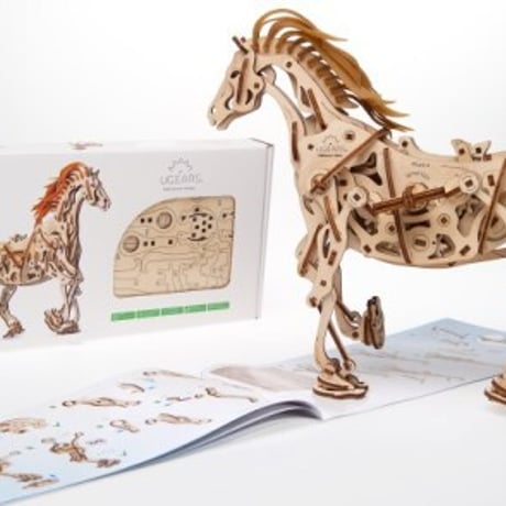 【公式】Ugears ユーギアーズ ホースメカノイド 70054 Horse-Mechanoid 木のおもちゃ 3D立体 パズル 知育 ウッドパズル 工作キット 木製 模型 キット 3Dパズル 冬休み