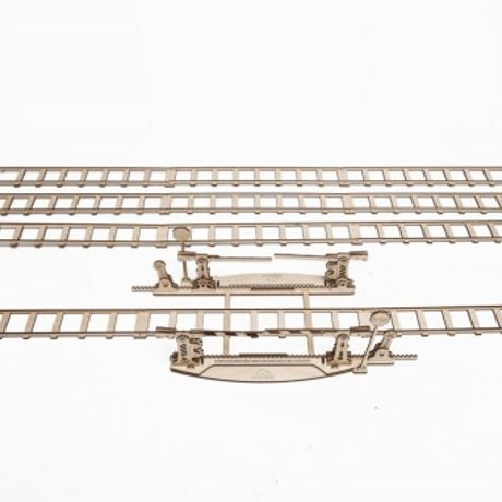 【公式】Ugears ユーギアーズ レールと踏み切り 70014 Set of rails with crossing  木のおもちゃ 3D立体 パズル 知育 ウッドパズル 工作キット 踏切 木製 模