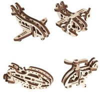 【公式】Ugears ユーギアーズ U-Fidget U-フィジェット 飛行機(Aircrafits) 4種セット 70034 知育 ウッドパズル 3D 工作キット 木製 模型 キット 3Dパズル 冬