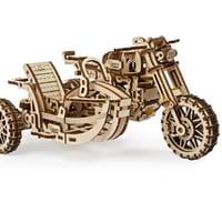 【公式】Ugears ユーギアーズ スクランブラー(サイドカー付き) UGR-10 70137 バイク ブロック DIY パズル 組立 想像力 創造力 おもちゃ 知育 ウッドパズル 3D 工作キット