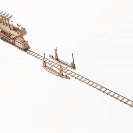 【公式】Ugears ユーギアーズ レールと踏み切り 70014 Set of rails with crossing  木のおもちゃ 3D立体 パズル 知育 ウッドパズル 工作キット 踏切 木製 模