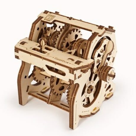 【公式】Ugears ユーギアーズ ギアボックス 70131 STEM LAB Gearbox 組立て 学習 発見 面白い AR（拡張現実）STEM 教育 木製 ブロック パズル おもちゃ 知育 ウッ