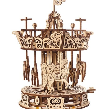 【公式】Ugears ユーギアーズ メリーゴーラウンド 70129 Carousel メリーゴーランド 木製 ブロック パズル おもちゃ 知育 ウッドパズル 3D 工作キット 木製 模型 キット 3D
