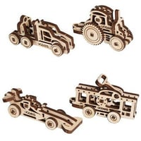 【公式】Ugears ユーギアーズ U-Fidget U-フィジェット 乗り物 4種セット 70033 Vehicles 木のおもちゃ 3D立体 パズル 知育 ウッドパズル 工作キット 木製 模型 キ
