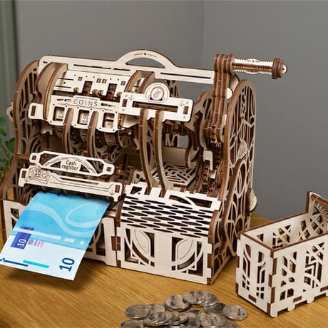 【公式】Ugears ユーギアーズ キャッシュレジスター 70136 Cash Register 木製 ブロック DIY パズル 組立 想像力 創造力 おもちゃ 知育 ウッドパズル 3D 工作キット