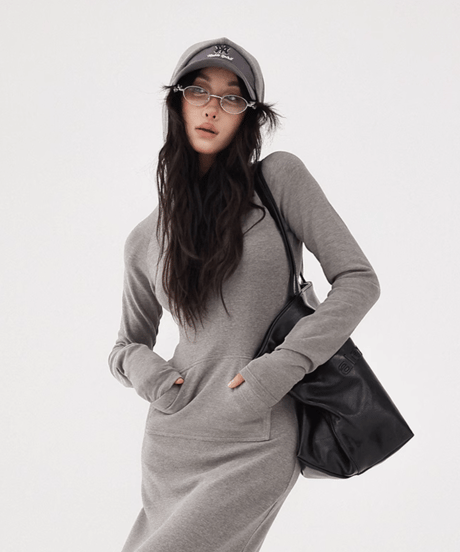 Hoodie Slim-Fit Long Dress  / 2colors