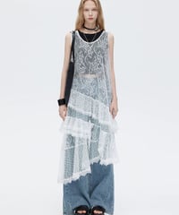 Asymmetric Lace Patchwork Layered Dress