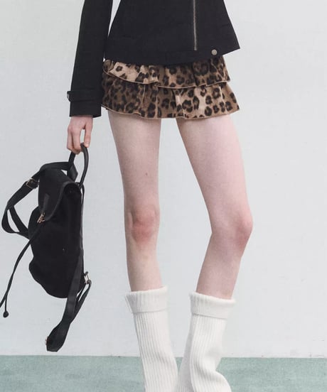 Leopard Print Tiered Ruffle Shorts