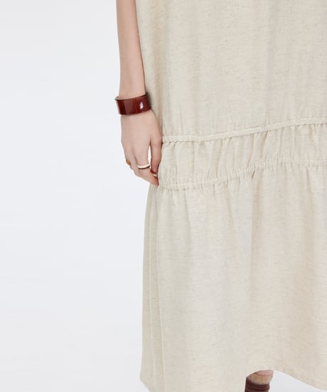 Lyocell Cotton Linen Relaxed Gathered Long Dress