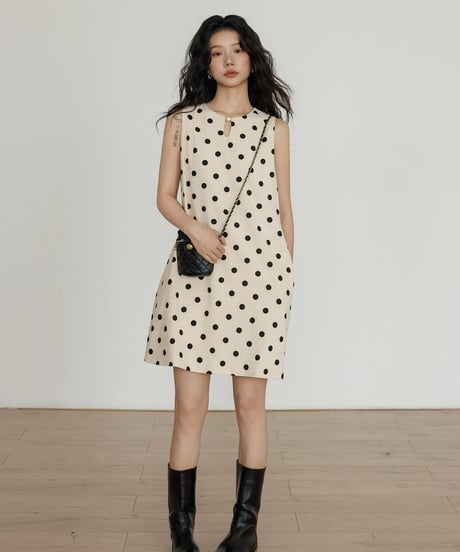 Retro Polka Dot Sleeveless Dress