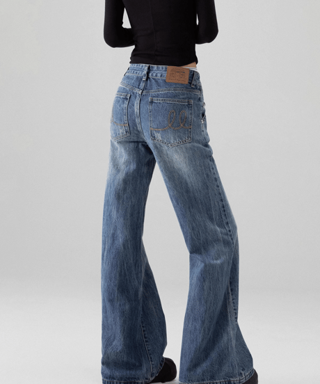 Vintage Wash Flare Wide Denim Pants  / 2colors