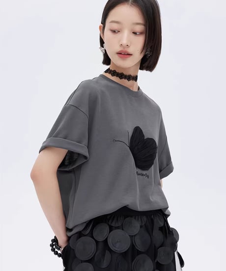 Butterfly Motif Embroidery Oversized T-shirt