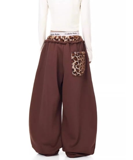 Leopard Patchwork Loose Sweat Pants / 2colors