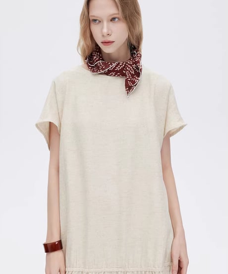 Lyocell Cotton Linen Relaxed Gathered Long Dress