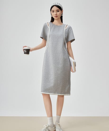 Cut-Out Piping Shoulder Dress