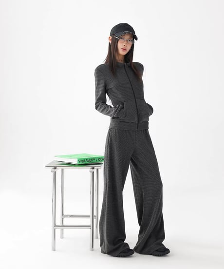 Stripe Zip-Up Jacket & Wide Pants