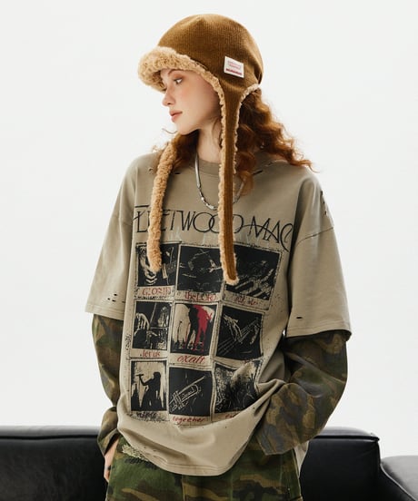 Vintage Graphic Oversized Layered T-Shirt
