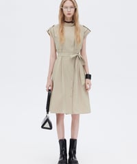 Flap Pocket French Sleeve Shirt Dress