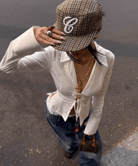 Retro Houndstooth Logo Baseball Cap