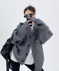 Distressed Edge Oversized Knit Cardigan  / 2colors