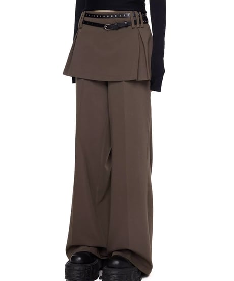 Layered Straight-Leg Skirt Pants / 2colors
