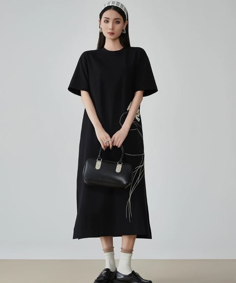 Art Flower Line Maxi Dress