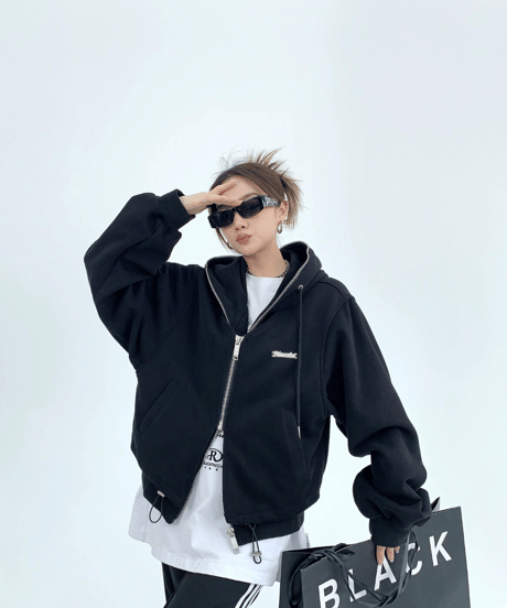 Layered-Style Oversized Double-Zip Hoodie  / 2colors