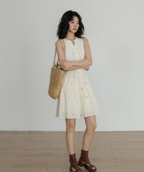 Sleeveless Tiered Shirt Dress  / 3colors