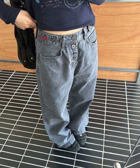 Retro High-Waisted Button Wide Pants  / 2colors