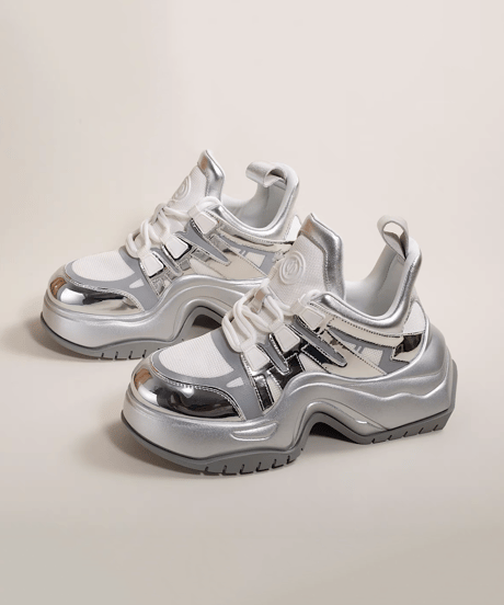 Metallic Platform Chunky Sneakers / 2colors