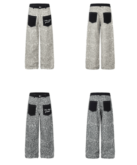 Leopard Pattern Wide Denim Pants / 2colors