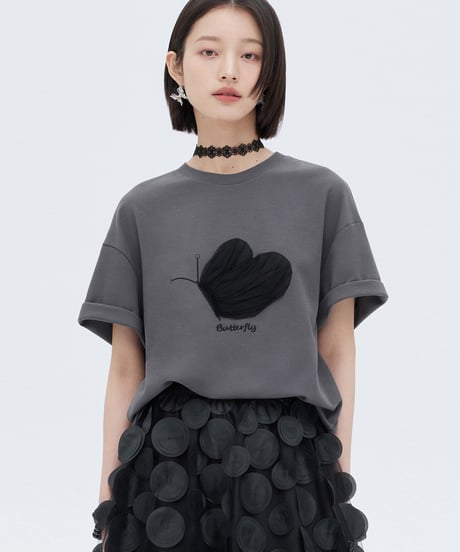 Butterfly Motif Embroidery Oversized T-shirt
