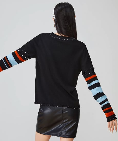 Multi Border Sleeve Design Top